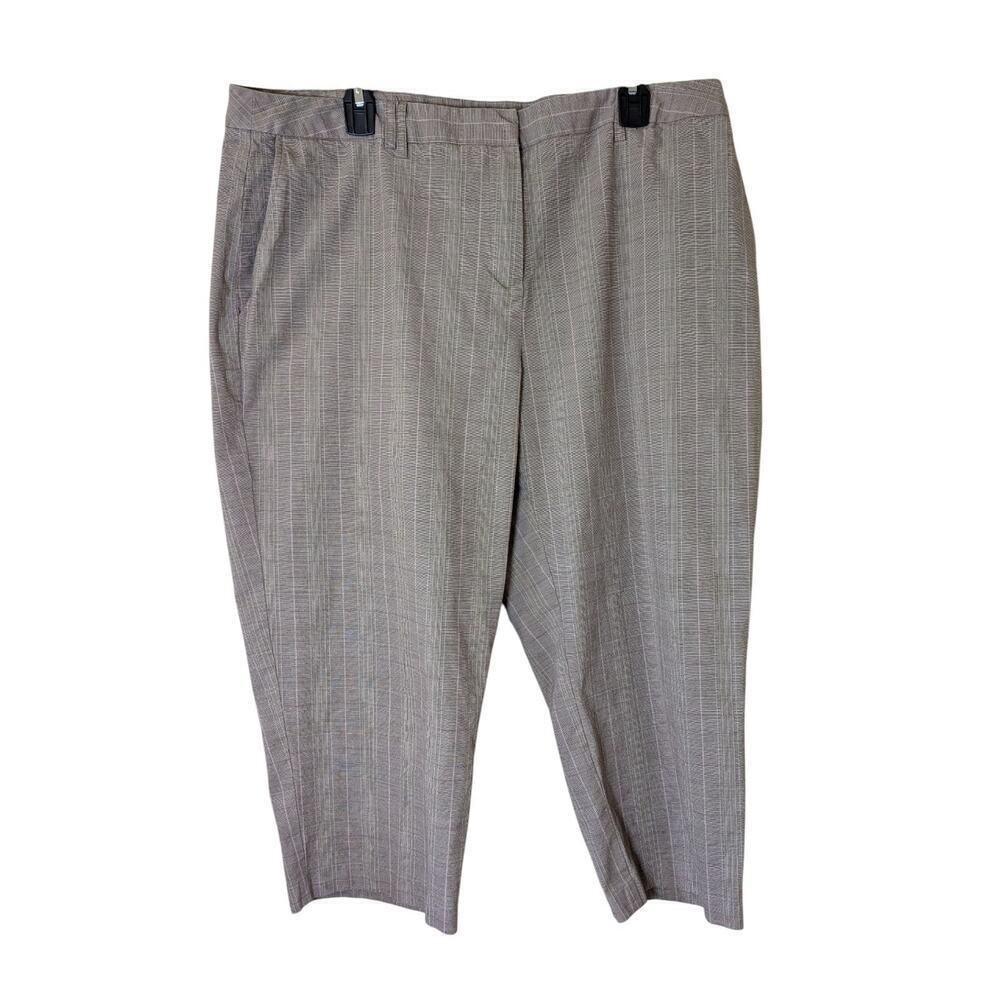 Cato Woman Plus Size 20W Plaid Cropped Dress Pants Browns